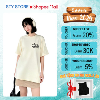 Áo Thun in chữ stussy Unisex Form rộng 100% Cotton 2 chiều không phai Local Brand -AC346