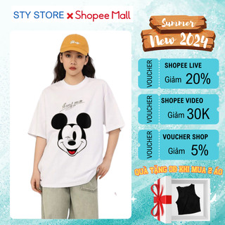 Áo Thun Chuột Mickey Disney Unisex Form rộng 100% Cotton 2 chiều không phai Local Brand