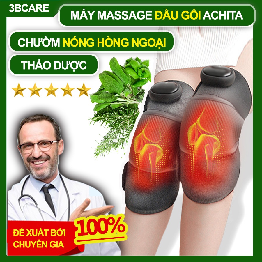 Máy massage đầu gối Achita G32 chườm nóng giúp giảm đau nhức khớp gối, đai chườm nóng thảo dược hiệu quả giảm đau mỏi
