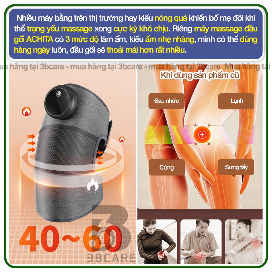 Máy massage đầu gối Achita G32 chườm nóng giúp giảm đau nhức khớp gối, đai chườm nóng thảo dược hiệu quả giảm đau mỏi