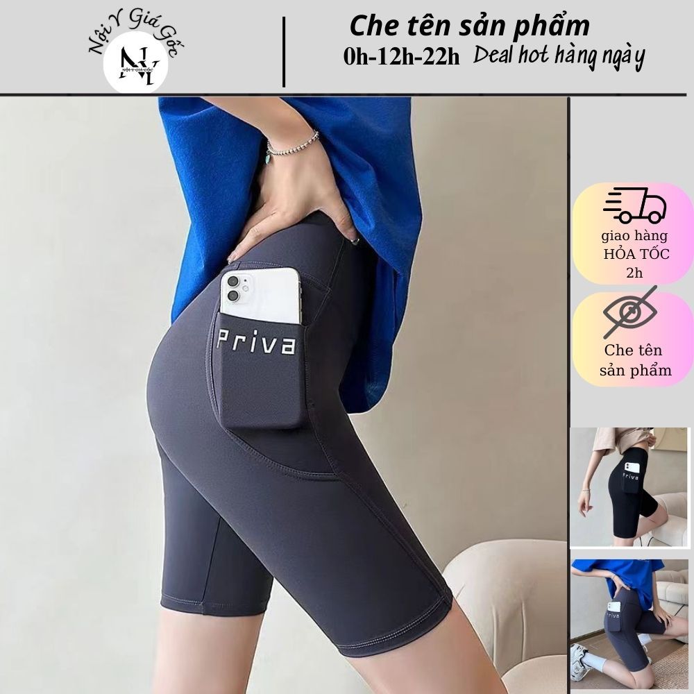 Quần legging nữ cạp cao tôn dáng co giãn 4 chiều, quần legging thể thao tập gym aerobic yoga thoáng khí có túi PRIVA