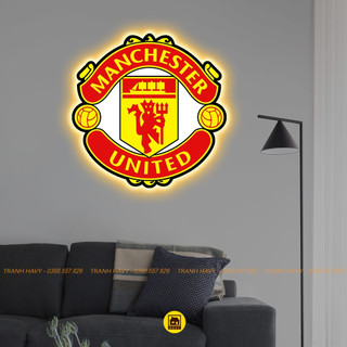 Logo led mica tráng gương clb manchester united in uv 8k cao cấp