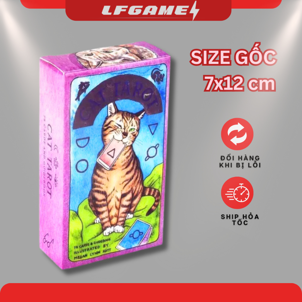 [SIZE GỐC+Tặng đá] Bộ bói bài CAT TAROT Fullsize 7x12 78 lá bài bói oracle
