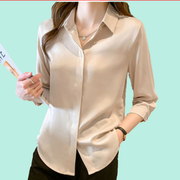 Áo sơ mi nữ đen, trắng sơ mi công sở nữ vải lụa tằm cao cấp | BigBuy360 - bigbuy360.vn