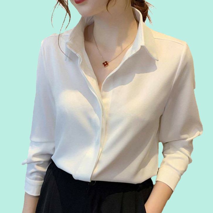 Áo sơ mi nữ đen, trắng sơ mi công sở nữ vải lụa tằm cao cấp | BigBuy360 - bigbuy360.vn
