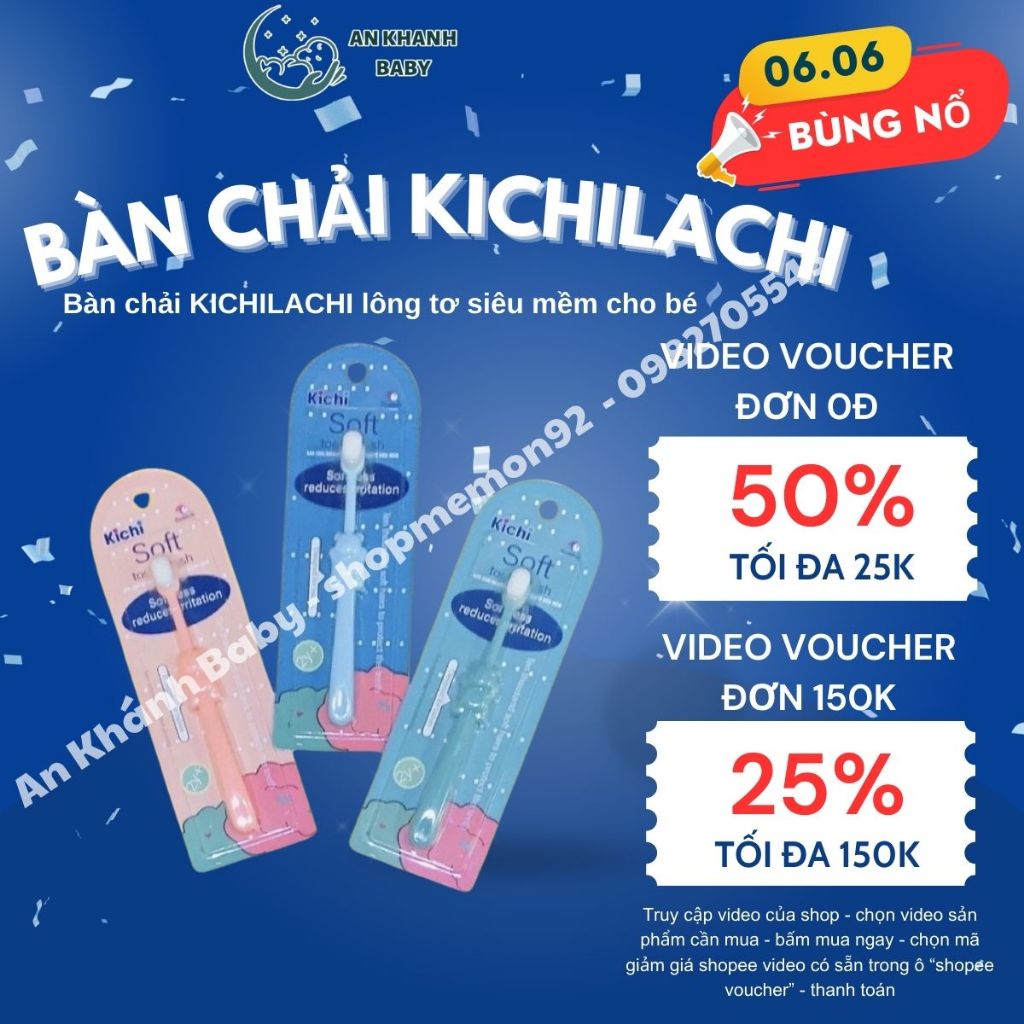 Bàn Chải Đánh Răng Kichilachi Lông Mềm Siêu Mảnh Thiết Kế Hoạt Hình Cho Bé 2 - 12 Tuổi