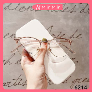 Gọng kính cận tròn nam nữ chất liệu nhựa dẻo kết hợp kim loại nhận cắt tròng cận viễn loạn 6214