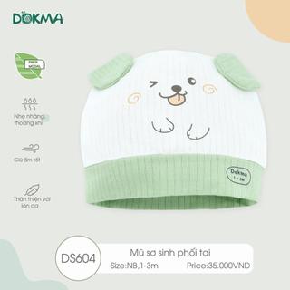 Dokma mũ phối tai gấu cho bé sơ sinh, chất sợi tre modal mềm mát
