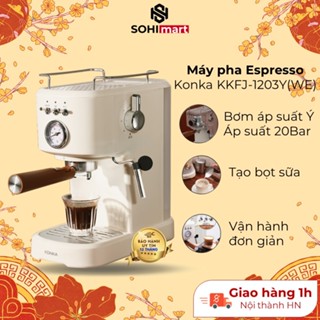 Máy pha cà phê espresso Konka KKFJ-1203Y, áp suất 20bar, máy pha cafe tự động, pha cà phê bột, tạo bọt sữa, BH 12 tháng.