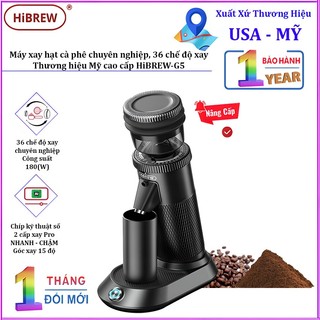 Máy xay hạt cà phê chuyên nghiệp Single Dose, tích hợp 36 chế độ xay. Thương hiệu Mỹ cao cấp HiBREW