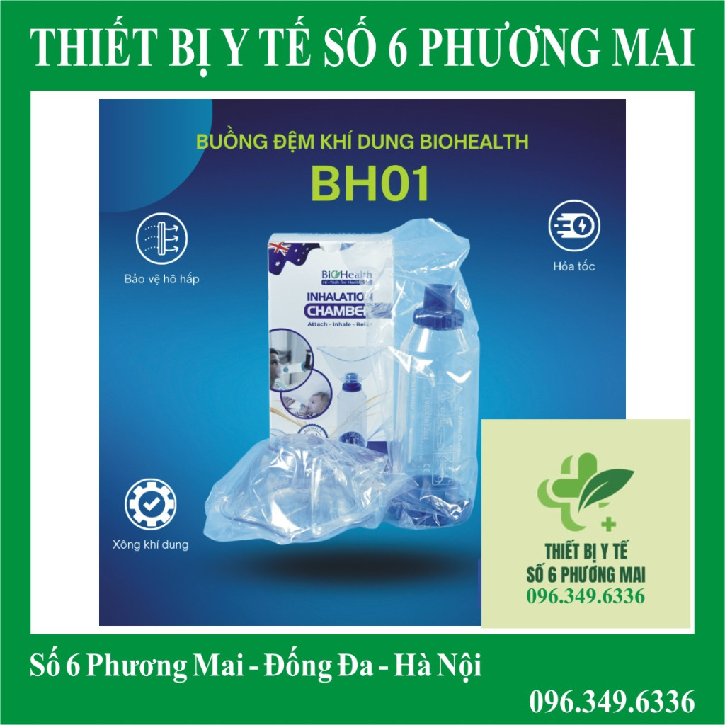 BÌNH ĐỆM XỊT HEN BIOHEALTH VAN 2 CHIỀU - Thiết bị y tế số 6 Buồng đệm hen