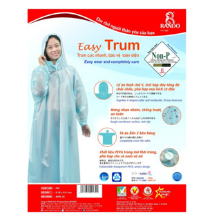  Áo Mưa 1 Người Trùm Đầu RANDO Chính Hãng Bít Sườn Nhựa Trong Siêu Nhẹ Thời Trang Không Thấm Nước 