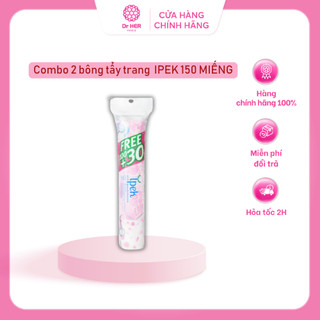 Bông tẩy trang IPEK 150 miếng thành phần tự nhiên 100% cotton mềm mịn an toàn lành tính không xơ bông