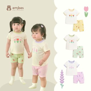 Bộ Cộc Tay Quần Lửng Cho Bé Gái Embes Chất Cotton Mềm Mịn Từ 8kg Đến 19kg