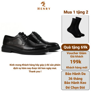 Giày tây nam HENRY chất liệu da bò thật dáng Oxford thời thượng đi làm đi chơi dễ phối đồ AN06