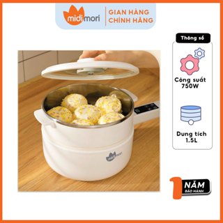 Nồi Lẩu Điện Mini Đa Năng Dung Tích 1,5 Lít Midimori MDMR-568 (750W) Kèm Xửng Hấp – Hàng Chính Hãng