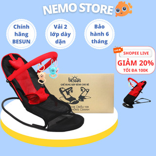Ghế rung nhún cho bé sơ sinh bập bênh có đồ chơi đa năng thay nôi cho trẻ ngủ ăn dặm chơi BESUN
