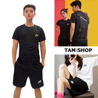 Bộ Đồ Nam Nữ cầu lông Cổ Tròn Tay Ngắn in 3D HỌA TIẾT phối kẻ sọc trẻ trung phong cách, quần áo nam mặc đôi cặp nhóm