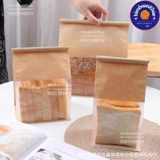 100 túi giấy kraft đựng bánh mì sandwich, bánh gối, bánh mì hoa cúc, bánh kẹo các loại
