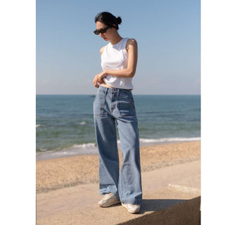  Bộ Đôi Summer Outfit Quần Ống Rộng Cargo Jeans Và Áo Thun Gân Triple Rib Tank, Tặng Túi Tote