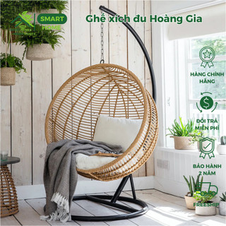 Ghế Xích đu hoàng gia SmartHomes mây nhựa khung thép sơn tĩnh điện cao cấp decor sân vườn ban công khu vui chơi