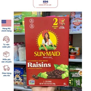Nho khô date 8/2025 Sunmaid Organic Raisins hộp 1,81kg - EDS Hàng Mỹ