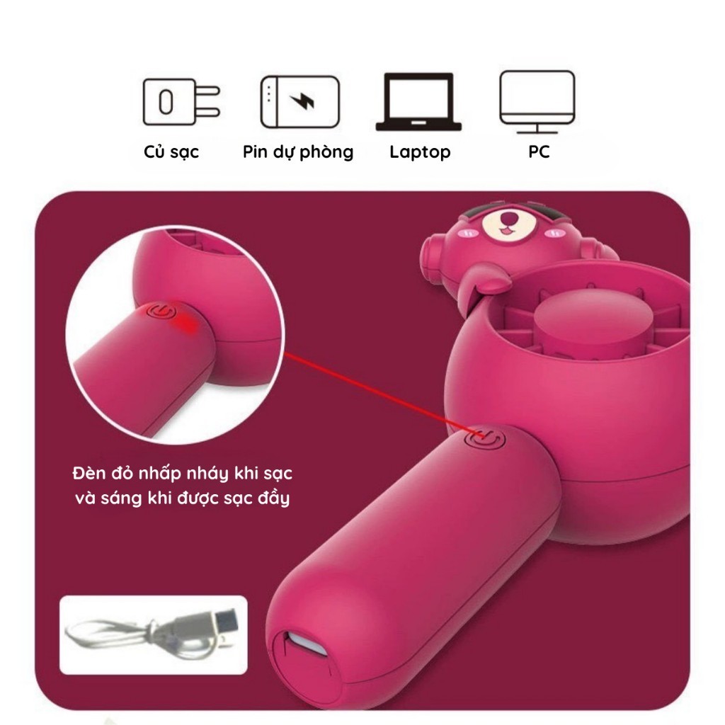 Quạt cầm tay - quat mini  tặng dây sạc USB điện thoại