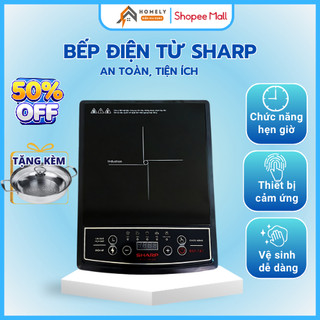 Bếp Từ Đơn SHARP HS-699 Công Suất 2000W, Phím Bấm Cơ, 8 Chế Độ Nấu Tặng Kèm Nồi Inox,