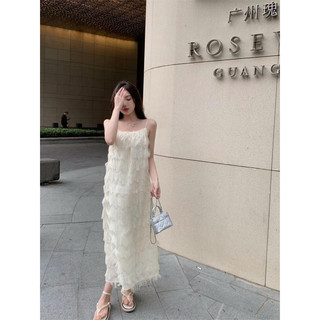 Đầm xuông 2s dáng dài tầng phối lông hàng quảng châu có sẵn