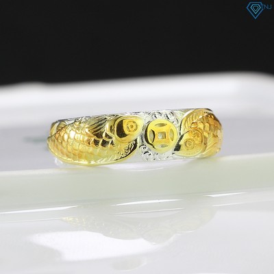 Nhẫn bạc nam cá chép song ngư kim tiền xi vàng tây may mắn NNA0572 - Trang Sức TNJ