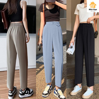 Quần nữ tây baggy nữ lưng thun sau đính túi kiểu siêu cute HH