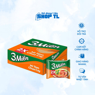 Thùng 30 gói mì 3 Miền tôm chua cay, Chay lá