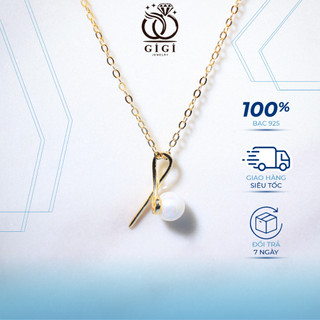 Dây chuyền nữ bạc S925 Gigi Jewelry thiết kế kiểu Pháp, vòng cổ mạ vàng 14K mặt ngọc trai DC001