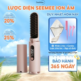 Lược điện không dây ion âm SeeMee chăm sóc tóc suôn mượt tạo kiểu vào nếp nhanh với 4 mức nhiệt phù hợp mọi loại tóc