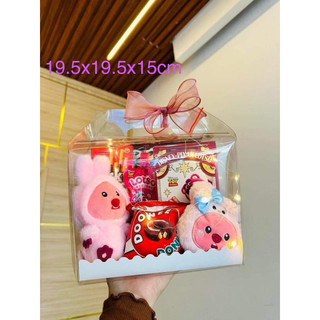 10 vỏ hộp mica tay xách đựng bánh, quà tặng, hộp snack nhiều size