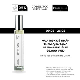 Tinh dầu thơm CODEDECO CODE N.21 thanh lịch, phóng khoáng - 10ml