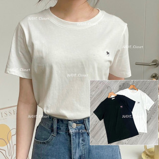 Áo Thun Nữ Cổ Tròn Dáng Vừa Baby Tea Thêu Nơ, Áo Phông Nữ Dáng Rộng Chất Thun Dip Co Dãn Loại 1 Ảnh Thật JUDIE