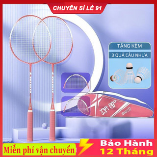 Set 2 vợt cầu lông giá rẻ bền đẹp, hợp kim sắt phù hợp mọi lứa tuổi, tặng cầu và bao đựng vợt miễn phí