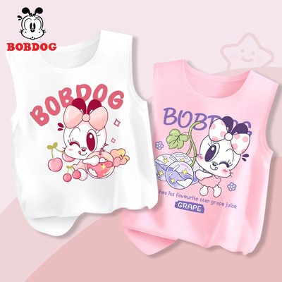 Áo thun bé gái BOBDOG, áo mặc hè chất liệu cotton mỏng mát, áo sát nách in hình siêu CUTE cho bé mặc hè