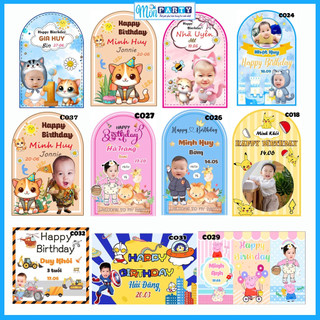 Phông bạt sinh nhật in tên, thông tin riêng mỗi bé lên phông, background trang trí sinh nhật tại nhà