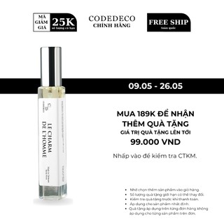 Tinh dầu thơm CODEDECO Le Charm De L'Homme Cuốn hút, Quyến rũ , Nam tính 10ml