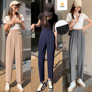 Quần nữ. tây nữ baggy công sở lưng cao thun sau đính túi kiểu siêu cute HH