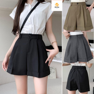 Quần nữ short đùi nữ ống rộng lưng thun sau lai lật chất liệu cao cấp siêu cute nữ