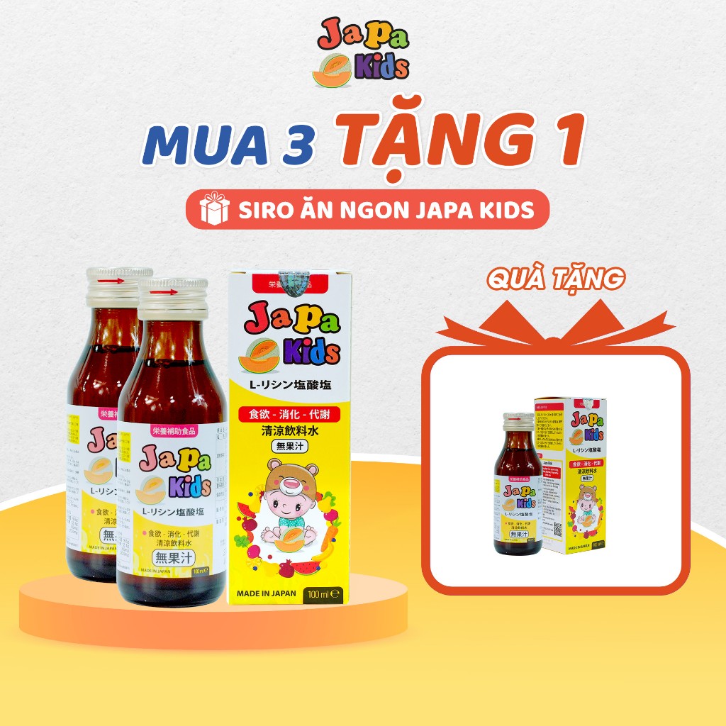 Combo 3 Tặng 1 Siro Japa Kids Kích Thích Ăn Ngon, Tăng Chiều Cao Cho Bé 100ml