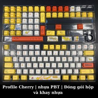 Keycap pikachu, nhựa pbt, profile cherry, nút keycaps bàn phím, greenkeycap.