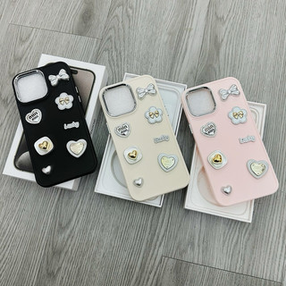 Ốp lưng chống bẩn đen - trắng - hồng viền camera kim loại BỘ CHARM LUC KY HOA cạnh vuông cho 7 đến 15promax