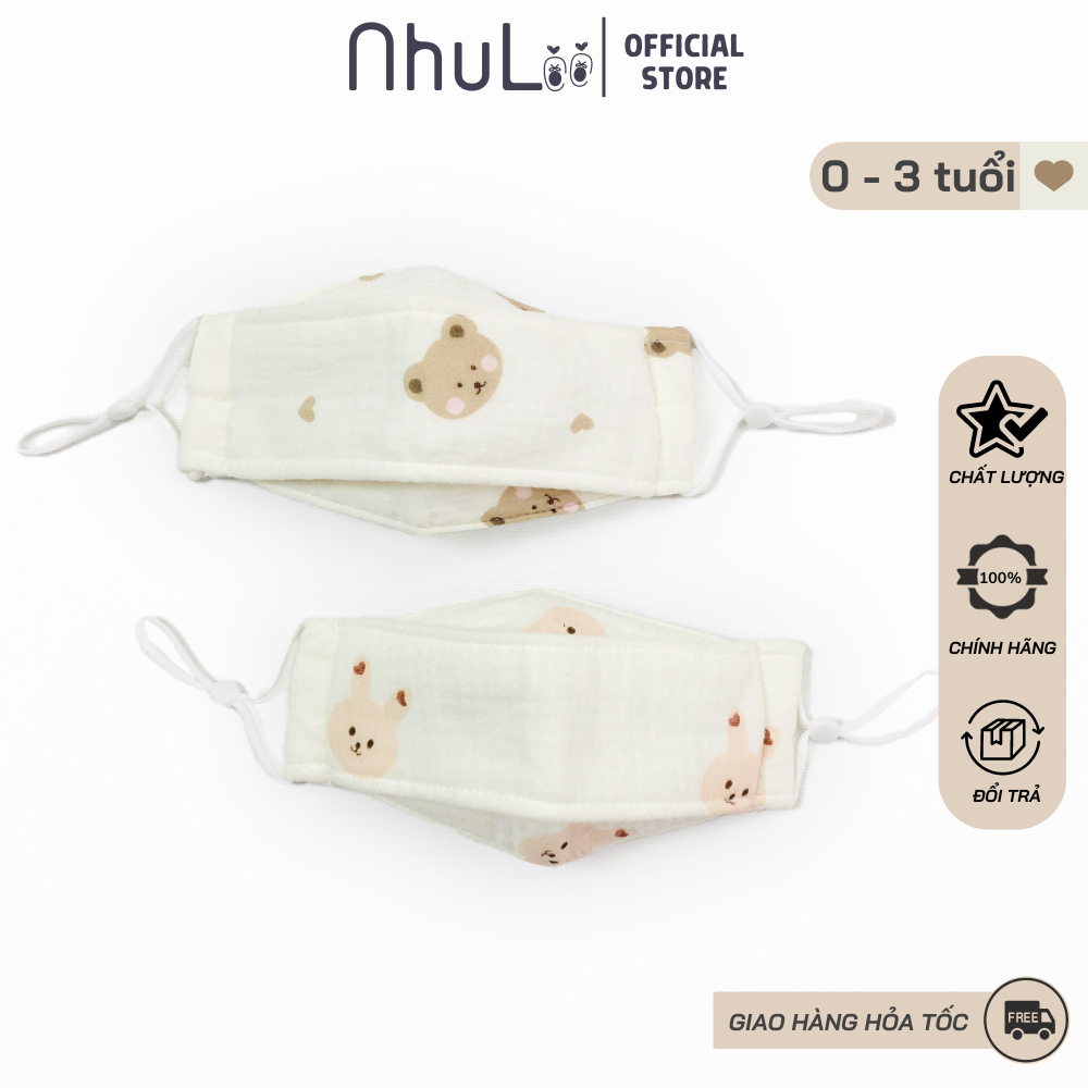 Khẩu trang vải cho bé NHULII khẩu trang an toàn cho bé sơ sinh đến 3 tuổi NI023