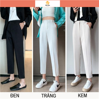 Quần tây nữ baggy .nữ lưng cao thun sau xẻ gấu hiện đại cá tính