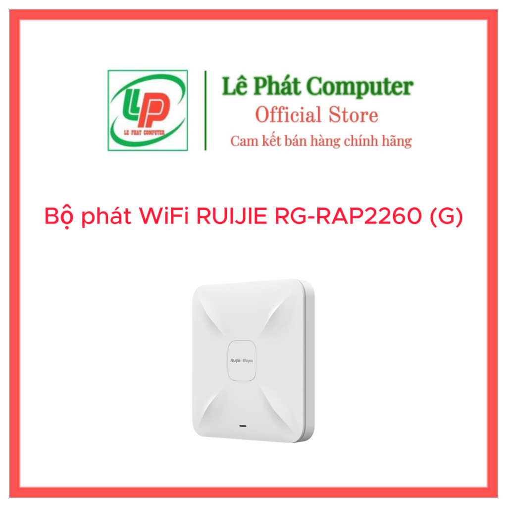 Bộ phát WiFi ốp trần RUIJIE RG-RAP 2260 (G) - Router Wifi 6 Chuẩn AX, tốc độ 1800Mbps - Chính hãng