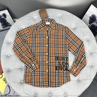 Áo Sơ Mi Kẻ Caro Nam Nữ Dài Tay In Chữ, Áo Sơ Mi BBR Vải Cotton Lụa Mềm Mịn Cao Cấp Thấm Hút Mồ Hôi